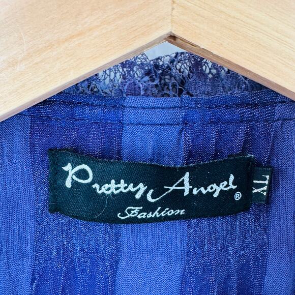 Pretty Angel Fashion Purple Ruffled Lace Duster Vest XL Boho Whimsigoth - Picture 4 of 9